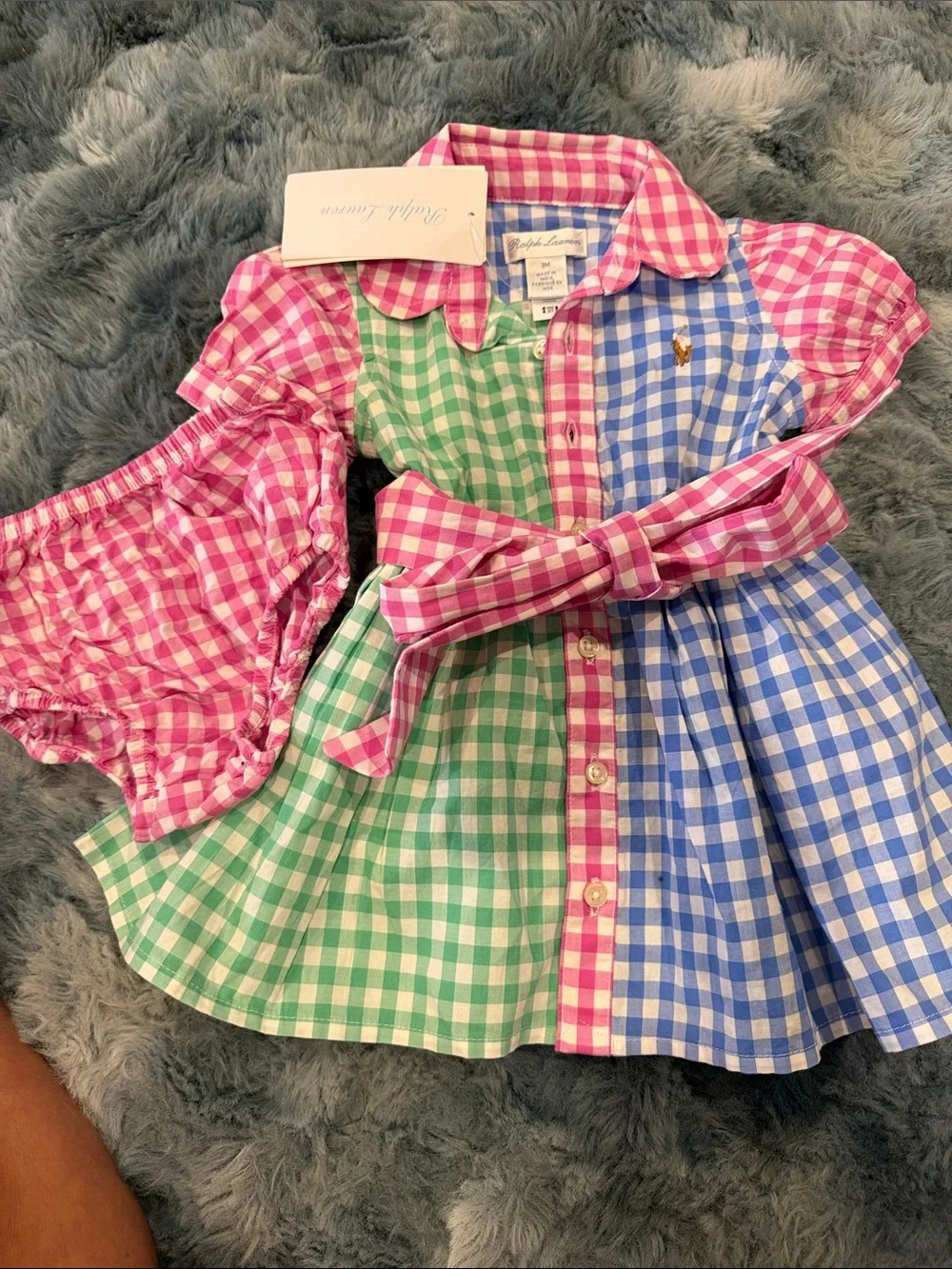 Ralph Lauren Pink, Green & Blue Gingham Shirt Dress